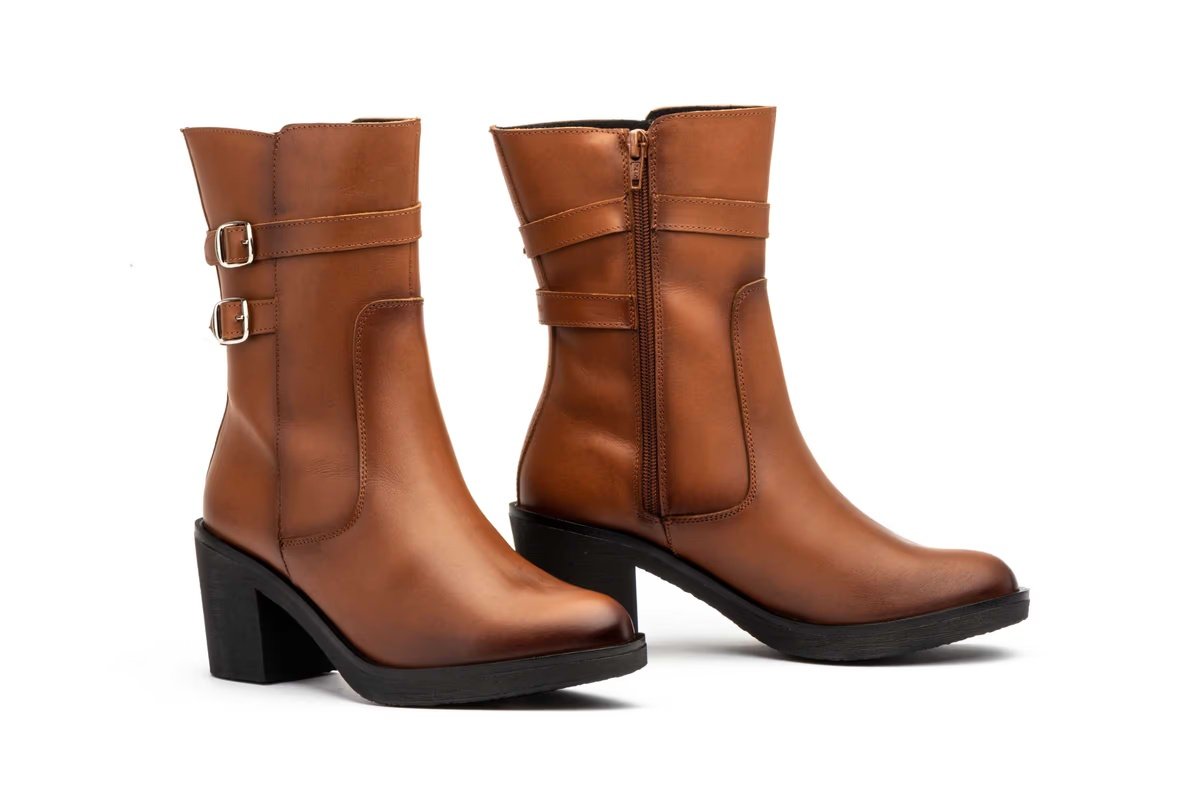 Botas Mujer Piel Cuero Hebillas Tacón modelo 90686 Jam