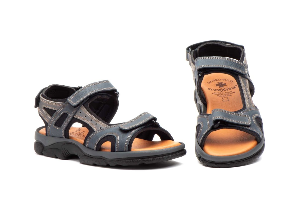 Sandalias de piel keloil para hombre con cierre de velcro modelo MX7041 Morxiva