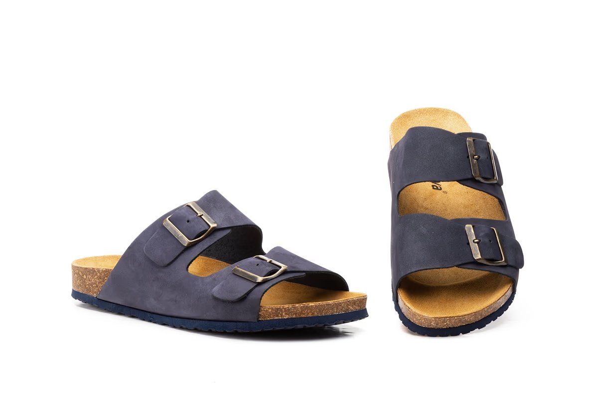 Sandalias bio de piel para hombre con doble hebilla modelo MX8020 Morxiva