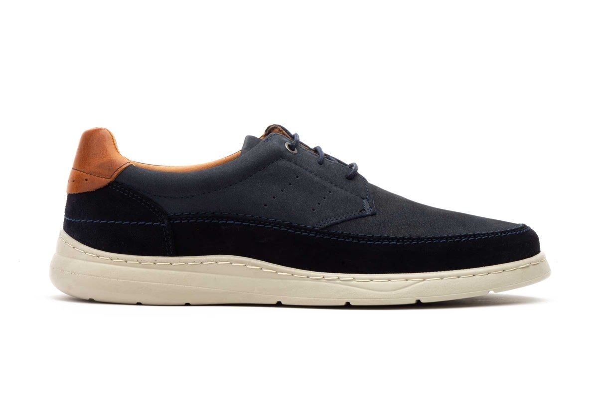 Zapato casual de piel nobuck para hombre con cordones modelo R832604 Nautic Blue 3 Zapato casual de piel nobuck para hombre con cordones modelo R832604 Nautic Blue - Image 3