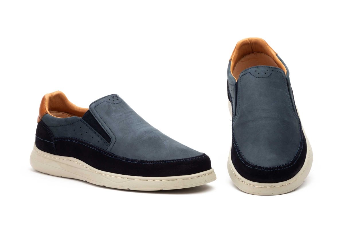 Zapato casual de piel nobuck para hombre con elásticos modelo R832625 Nautic Blue