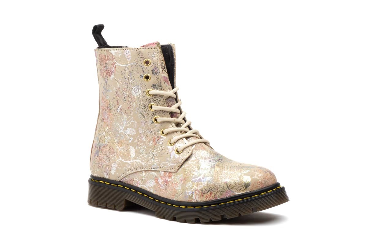 Bota Mujer Piel Flores Beige modelo R83M102 Route83 2 Bota Mujer Piel Flores Beige modelo R83M102 Route83 - Imagen 2