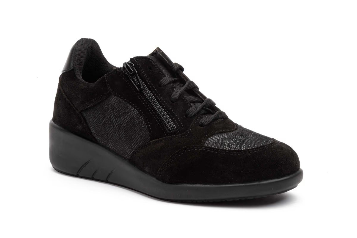Deportivos Mujer Piel Negro Negro Cuña modelo TSA02 Bioup 2 Deportivos Mujer Piel Negro Negro Cuña modelo TSA02 Bioup - Imagen 2