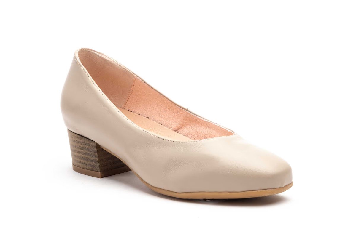 Par y Medio zapatos mujer piel beige tacón modelo 1631 tallas 35 a 41