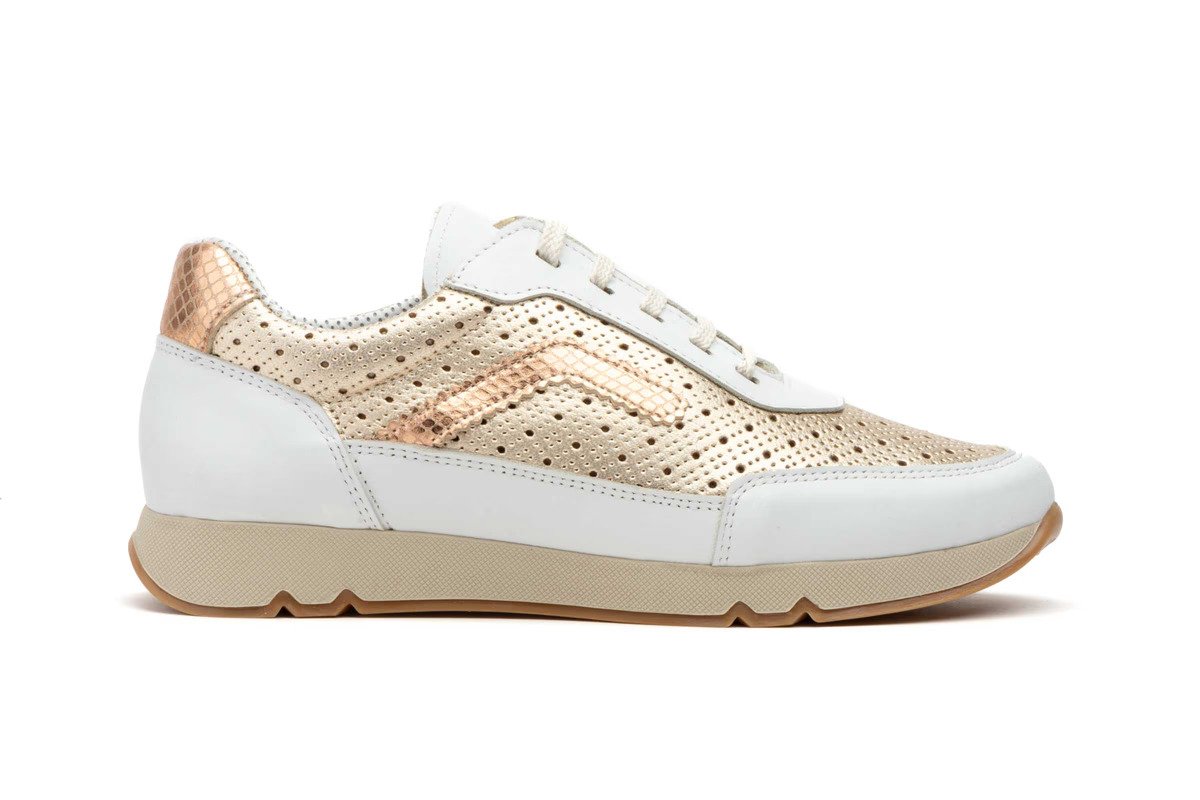 Jam deportivos mujer piel platino blanco cordones modelo 3163 tallas 35 a 41