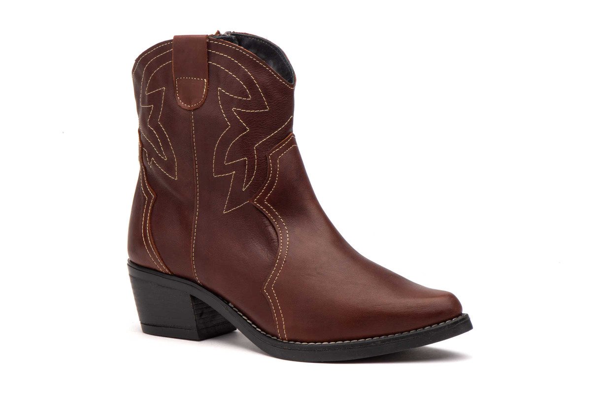 Jam botines mujer piel marrón bordado campera modelo JAM-9350 tallas 36 a 41