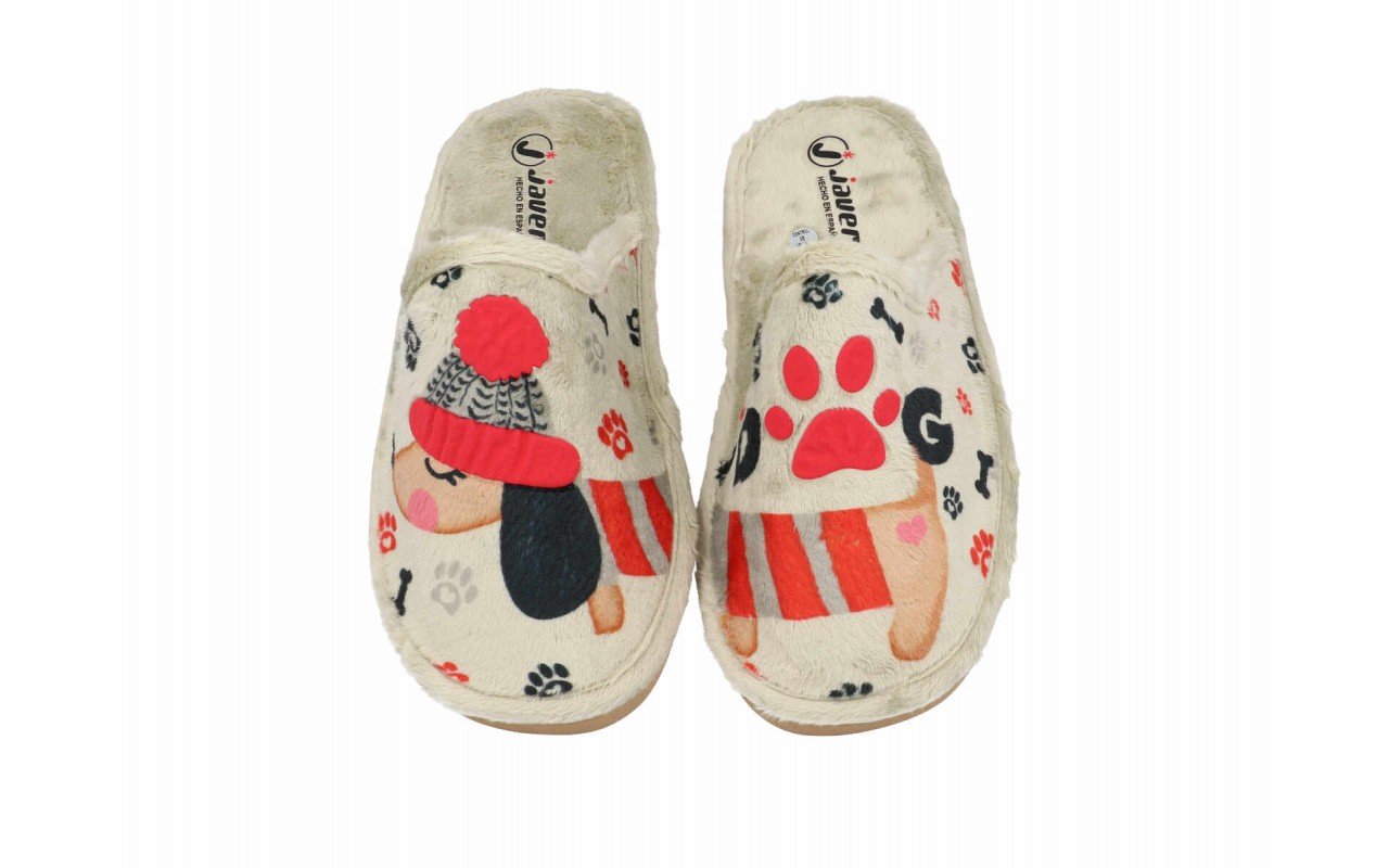 Zapatillas de casa para mujer zapatilla abierta con estampado de perrito Hechas en España Tallas 35 a 41 Modelo 28116 Javer