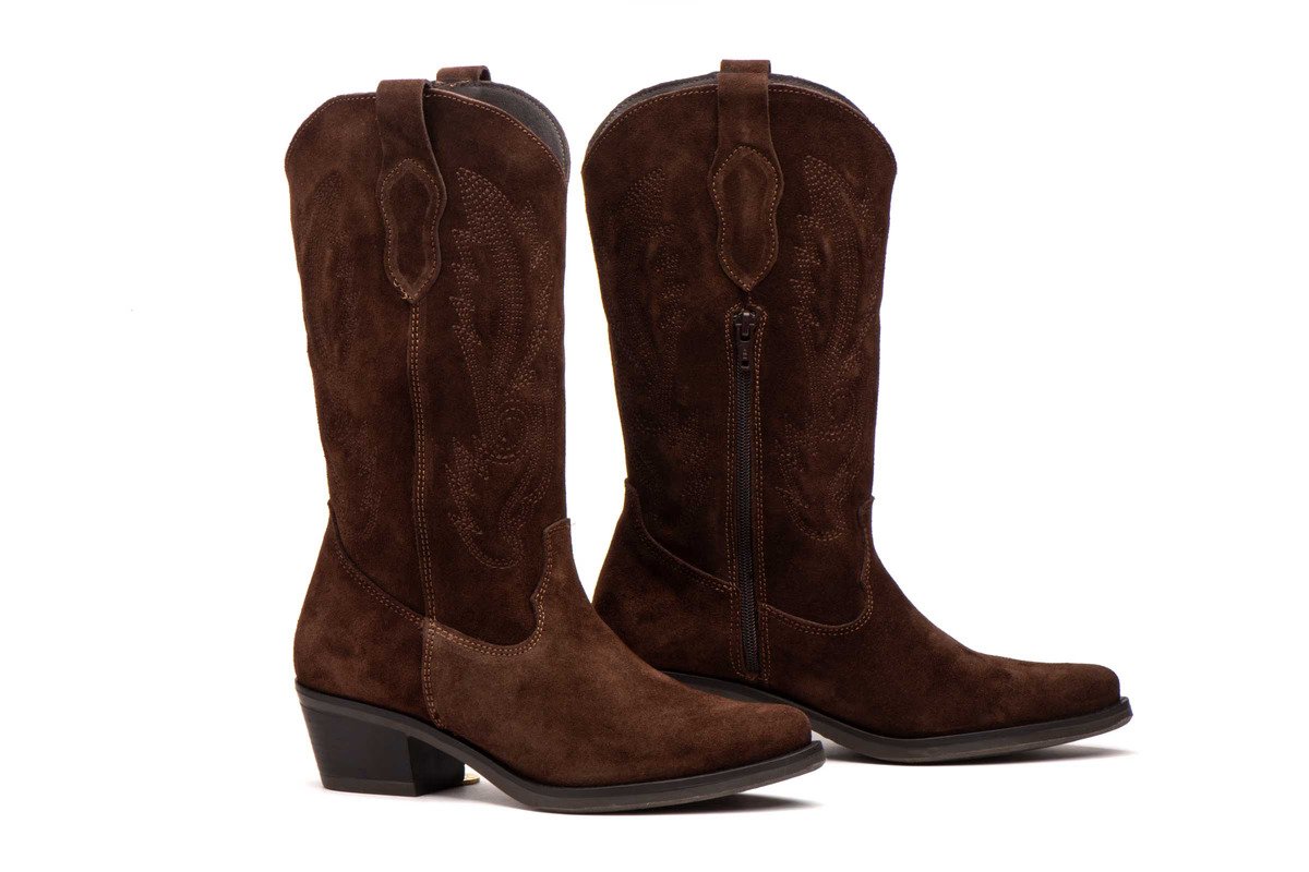 Nautic Blue botas mujer piel serraje marrón bordado campera modelo NB-STELLA-8265 tallas 36 a 41
