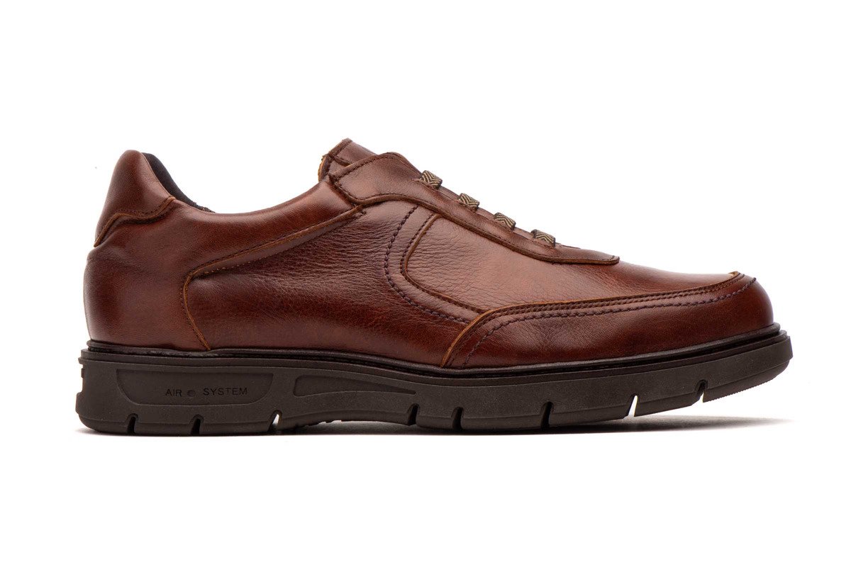 Riverty zapatos hombre piel coñac elásticos plantilla extraible modelo RV-620 tallas 39 a 45