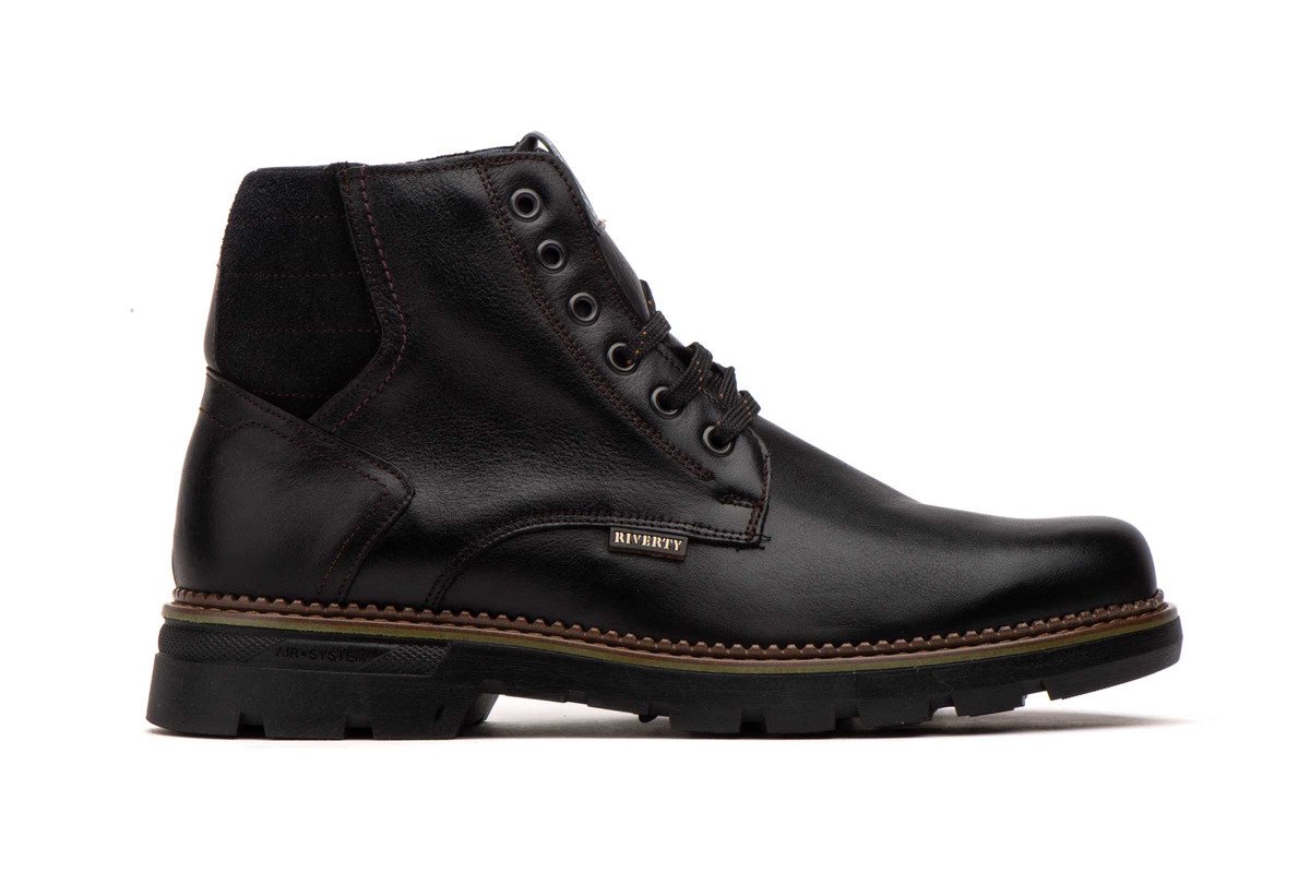 Riverty botas hombre piel negro cordones plantilla extraíble modelo RV-70840 tallas 39 a 45