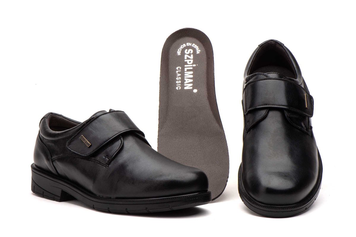 Szpilman zapatos hombre piel negro cierre autoadherente plantilla extraible modelo SZ-2019 tallas 39 a 45 4 Szpilman zapatos hombre piel negro cierre autoadherente plantilla extraible modelo SZ-2019 tallas 39 a 45 - Imagen 4