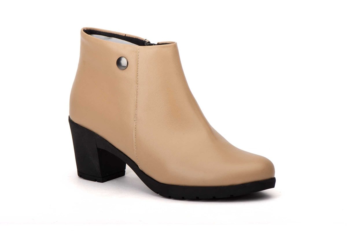 Botines Mujer Piel Arena Cremallera Tacón modelo 417 Jam