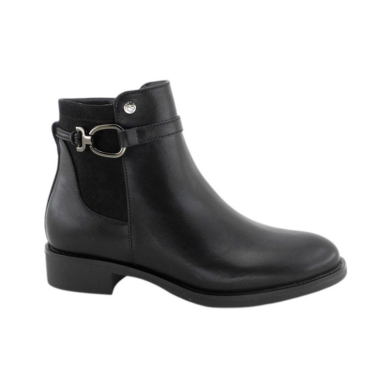 Botines de mujer negros con cremallera y caña elástica Amarpies AHI31185