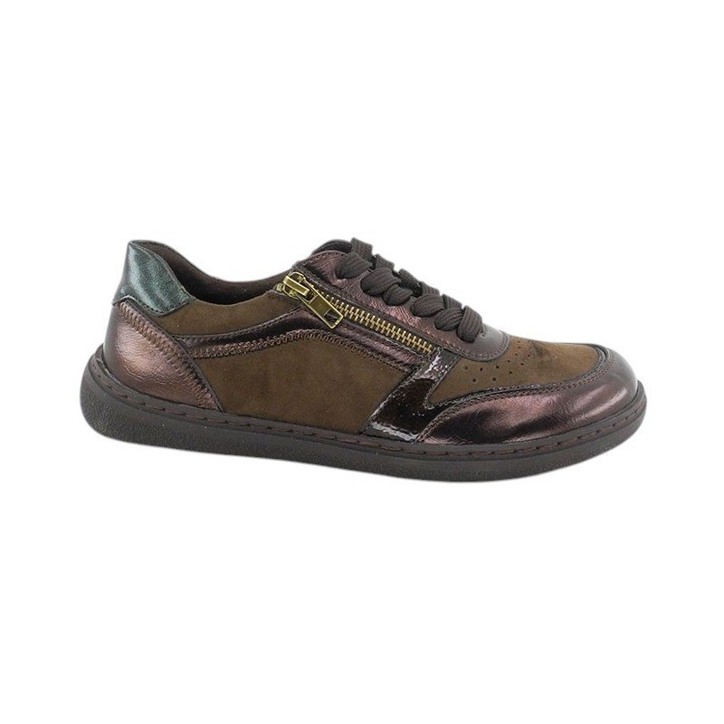 Zapatillas barefoot de mujer marrones con cremallera Amarpies AJC31152