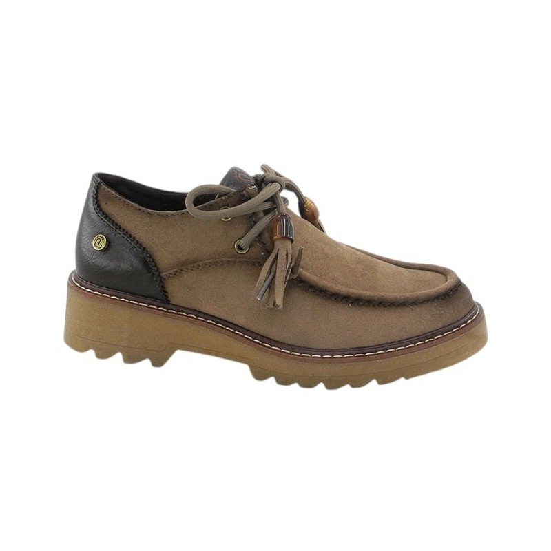Zapatos de mujer taupe tipo wallabe con cordones Amarpies AJC31162