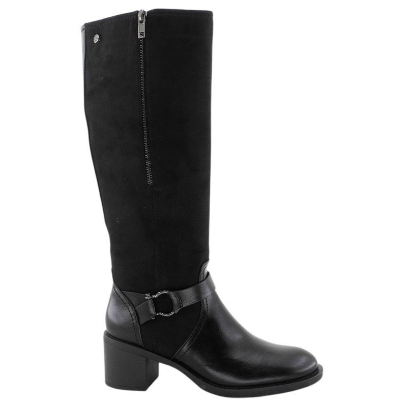 Botas altas de mujer negras con tacón y cremallera Amarpies AJC31178
