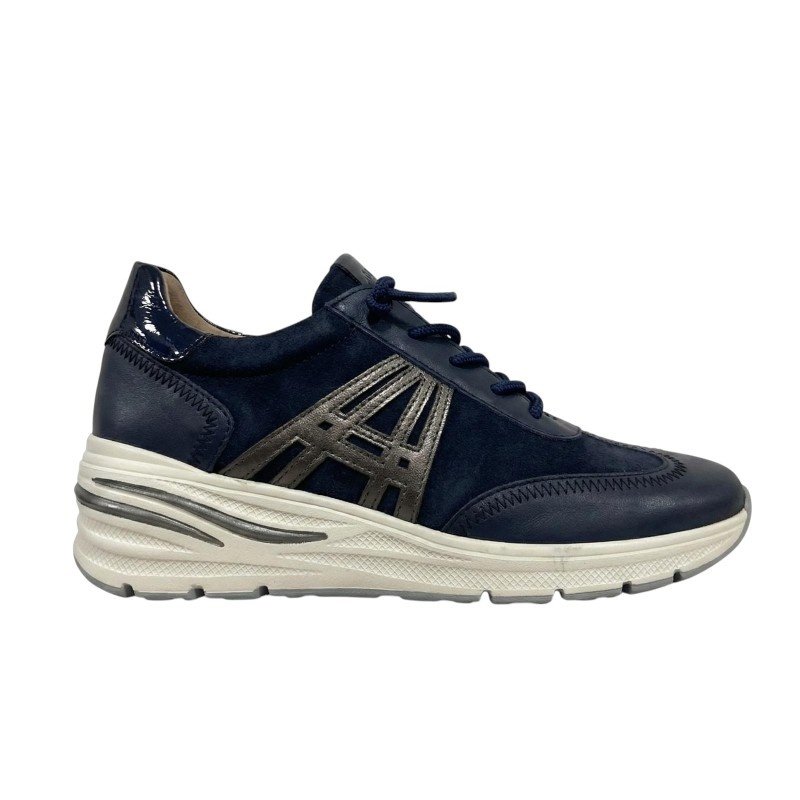 Zapatillas de mujer marino con cuña y cordones elásticos Amarpies AMD31084